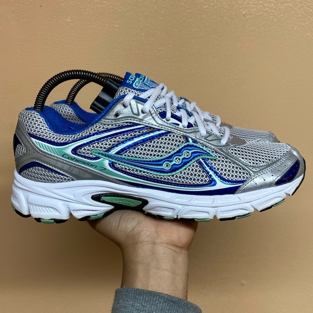Saucony Cohesion 7 Running Sneakers “Gray Royal Blue Mint Green White Black”